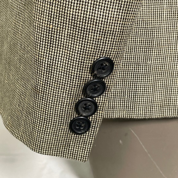 Lauren Ralph Lauren Petite Tan Houndstooth Linen Wool Blazer Jacket Women's 6P - Picture 9 of 14